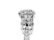 Cluster Engagement Ring Setting for Cushion Cut Center with 2-Row Shoulder Clusters and Prong Head in Platinum
