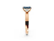 Solitaire Engagement Ring Setting for Fancy Blue Emerald Cut Center with Wide Knife Ridge Band and Prong Head in Rose Gold