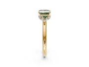 Hidden Halo Engagement Ring Setting for Fancy Green Princess Cut Center with Plain Rounded Band and Prong Head in Yellow Gold