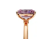 Solitaire Engagement Ring Setting for Fancy Pink Emerald Cut Center with Straight Thin Band and Prong Head in Rose Gold