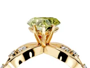 Solitaire Engagement Ring Setting for Fancy Yellow Heart-Shaped Center with Criss-Cross Accent Band and Prong Head in Yellow Gold