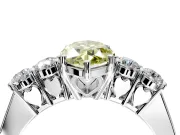 5 Stone Engagement Ring Setting for Fancy Yellow Marquise Center with Equal Close-Set Accents and Prong Head in Sterling Silver