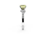 Solitaire Engagement Ring Setting for Fancy Yellow Asscher Cut Center with Crossover Accents and Prong Head in Sterling Silver