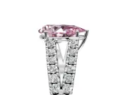Solitaire Engagement Ring Setting for Fancy Pink Pear-Shaped Center with Pave Split Shank and Prong Head in Sterling Silver