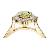 Halo Engagement Ring Setting for Fancy Yellow Pear-Shaped Center with Single-Row Pave, Open Basket and Prong Head in Yellow Gold