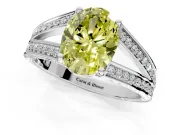Split Shank Engagement Ring Setting for Fancy Yellow Oval Center with Pave Split Shank and Prong Head in Sterling Silver
