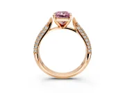 Solitaire Engagement Ring Setting for Fancy Pink Radiant Cut Center with Multi-Row Accents and Prong Head in Rose Gold