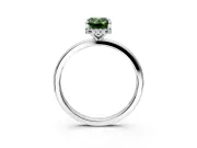 Hidden Halo Engagement Ring Setting for Fancy Green Emerald Cut Center with Plain Band and Tall Prong Head in Sterling Silver