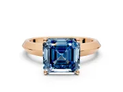 Solitaire Engagement Ring Setting for Fancy Blue Asscher Cut Center with Wide Knife Ridge Band and Prong Head in Rose Gold