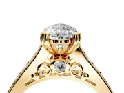 Solitaire Engagement Ring Setting for Pear-Shaped Center with Channel Band and Double Claw Prong Head in Yellow Gold
