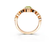 Vintage Station Engagement Ring Setting for Fancy Yellow Pear-Shaped Center with Accents and Prong Head in Rose Gold