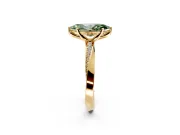 Side Accent Engagement Ring Setting for Fancy Green Marquise Center with Accent Shoulders and Prong Head in Yellow Gold