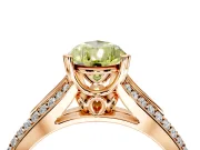 Solitaire Engagement Ring Setting for Fancy Yellow Pear-Shaped Center with Pave Rail Split Shank and Prong Head in Rose Gold