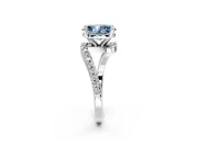 Solitaire Engagement Ring Setting for Fancy Blue Oval Center with Pave Bypass Swirl Band and Prong Head in Sterling Silver