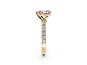 Open Basket Engagement Ring Setting for Fancy Pink Pear-Shaped Center with Pave Band and Prong Head in Yellow Gold