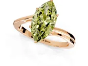 Solitaire Engagement Ring Setting for Fancy Yellow Marquise Center with Plain Bypass Twist Band and Prong Head in Rose Gold
