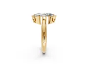 Halo Engagement Ring Setting for Marquise Center with Tapered Plain Band and Prong Head in Yellow Gold