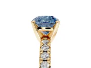 Solitaire Engagement Ring Setting for Fancy Blue Cushion Cut Center with Large Accents and Prong Head in Yellow Gold