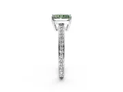 Solitaire Engagement Ring Setting for Fancy Green Radiant Cut Center with Channel-Set Accent Band and Prong Head in Platinum