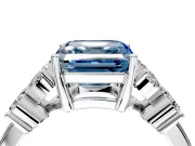 Floral Engagement Ring Setting for Fancy Blue Princess Cut Center with Marquise Cluster Shoulders and Prong Head in White Gold