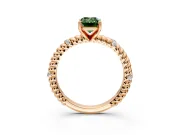 Rope Engagement Ring Setting for Fancy Green Emerald Cut Center with Accent Shoulders and Prong Head in Rose Gold