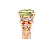 Solitaire Engagement Ring Setting for Fancy Yellow Princess Cut Center with Filigree Band and Prong Head in Rose Gold