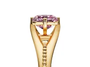 Solitaire Engagement Ring Setting for Fancy Pink Asscher Cut Center with Milgrain Cathedral Band and Prong Head in Yellow Gold