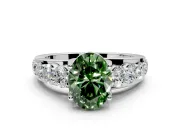 Solitaire Engagement Ring Setting for Fancy Green Oval Center with Graduated Shared Prongs and Prong Head in Sterling Silver