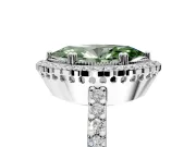Halo Engagement Ring Setting for Fancy Green Marquise Center with Inner Milgrain Border and Prong Head in Sterling Silver