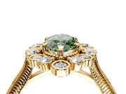 Milgrain Halo Engagement Ring Setting for Fancy Green Marquise Center with Bezel Point Accents and Prong Head in Yellow Gold