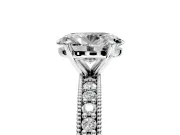 Milgrain Pave Engagement Ring Setting for Oval Center with Accent Band and Prong Head in Platinum