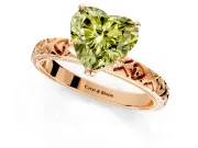 Solitaire Engagement Ring Setting for Fancy Yellow Heart-Shaped Center with XO Engraved Band and Prong Head in Rose Gold