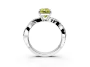 Crossover Engagement Ring Setting for Fancy Yellow Radiant Cut Center with Pave and Plain Strands and Prong Head in White Gold
