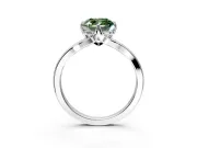 Solitaire Engagement Ring Setting for Fancy Green Cushion Cut Center with Plain Split Shank and Prong Head in White Gold