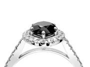 Halo Engagement Ring Setting for Fancy Black Marquise Center with Narrowing Pave Band and Prong Head in Sterling Silver