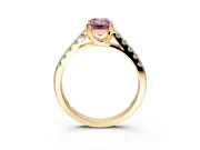 Solitaire Engagement Ring Setting for Fancy Pink Emerald Cut Center with Partway Pave Band and Prong Head in Yellow Gold