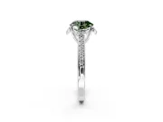 Floral Engagement Ring Setting for Fancy Green Round Cut Center with Four Accent Clusters and Prong Head in Platinum