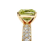 Solitaire Engagement Ring Setting for Fancy Yellow Asscher Cut Center with Domed Multi-Row Pave Band and Prong Head in Yellow Gold