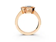 Halo Engagement Ring Setting for Heart-Shaped Center with Milgrain Halo, Pave Band and Prong Head in Rose Gold