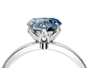 Solitaire Engagement Ring Setting for Fancy Blue Heart-Shaped Center with Thin Rounded Plain Band and Prong Head in White Gold