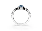 Vintage Station Engagement Ring Setting for Fancy Blue Marquise Center with Accents and Prong Head in White Gold