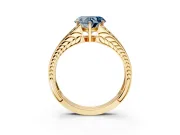 Split Shank Engagement Ring Setting for Fancy Blue Heart-Shaped Center with Pave Split Shank and Prong Head in Yellow Gold