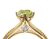 Solitaire Engagement Ring Setting for Fancy Yellow Cushion Cut Center with Milgrain Cathedral Band and Prong Head in Yellow Gold