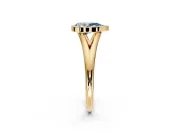 Solitaire Engagement Ring Setting for Fancy Blue Pear-Shaped Center with V Split Shank and Bezel Head in Yellow Gold