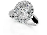 Halo Engagement Ring Setting for Oval Center with Square Band and Prong Head in Platinum