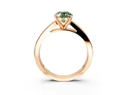 Solitaire Engagement Ring Setting for Fancy Green Oval Center with Princess Cut Channel Band and Prong Head in Rose Gold