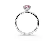 Hidden Halo Engagement Ring Setting for Fancy Pink Pear-Shaped Center with Thin Round-Wire Band and Prong Head in Platinum