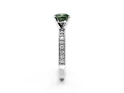 Milgrain Pave Engagement Ring Setting for Fancy Green Cushion Cut Center with Accent Band and Prong Head in Platinum