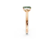 Solitaire Engagement Ring Setting for Fancy Green Radiant Cut Center with Narrow Cathedral Band and Prong Head in Rose Gold