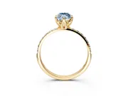 Solitaire Engagement Ring Setting for Fancy Blue Marquise Center with Fine Pave Accents and Prong Head in Yellow Gold